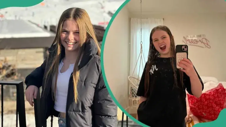 Salish Matter smiling in a winter jacket outdoors and taking a mirror selfie in her bedroom – 2025 teen influencer and gymnast.