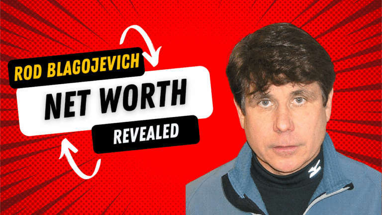 Rod Blagojevich net worth revealed 2025 with bold red background and portrait of the former Illinois governor