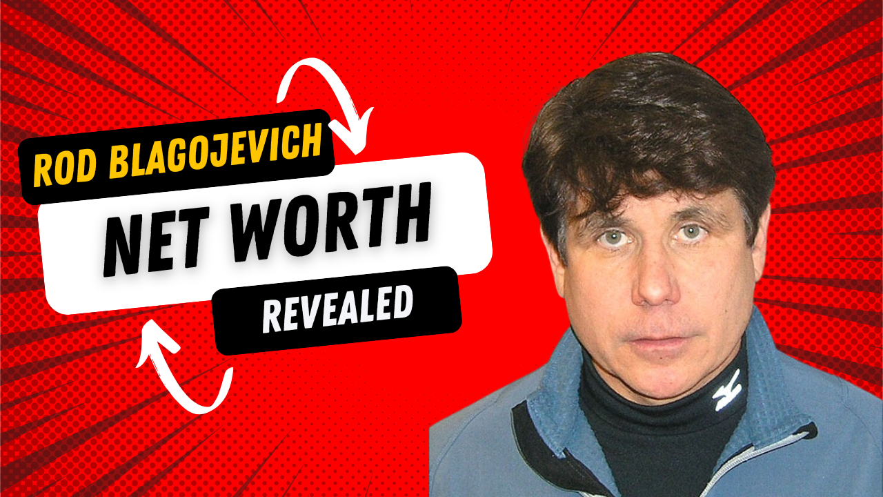 Rod Blagojevich net worth revealed 2025 with bold red background and portrait of the former Illinois governor